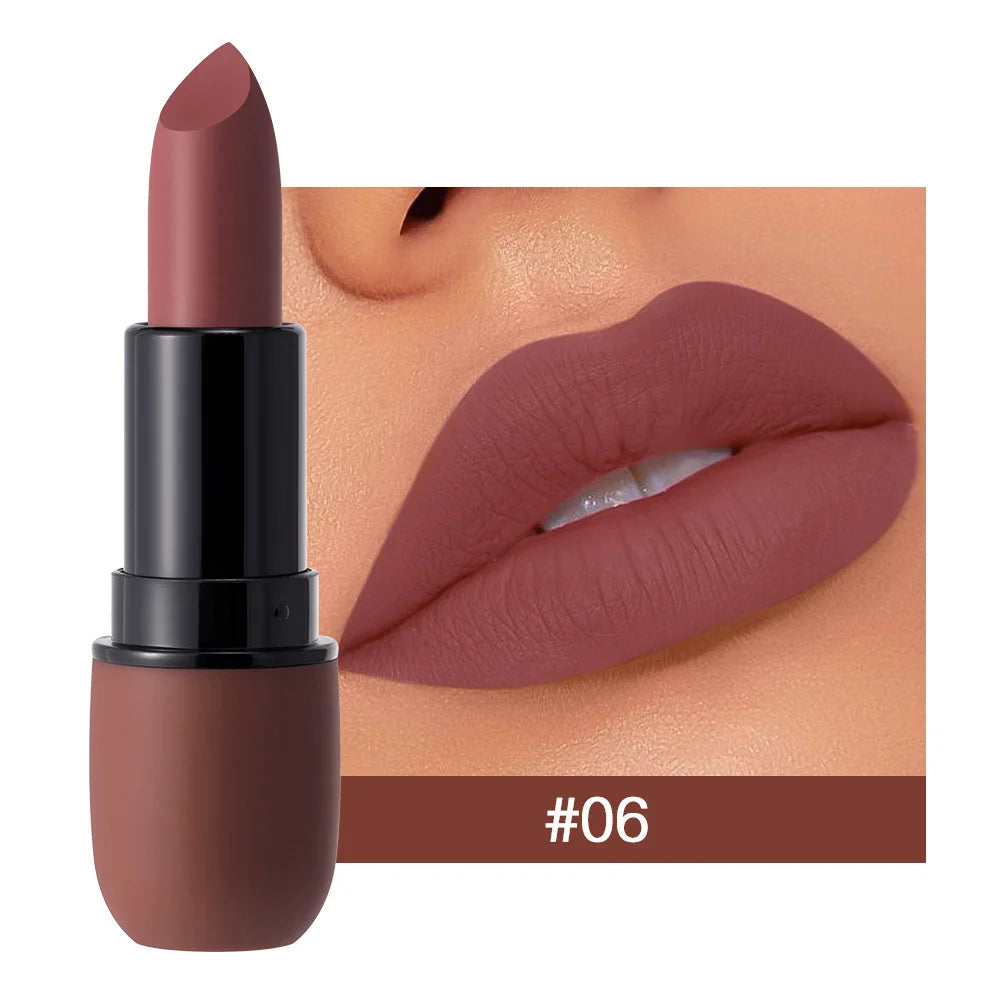 Lápiz labial mate de 6 colores: color de labios de terciopelo, maquillaje de labios de color suave, resistente al agua y de larga duración